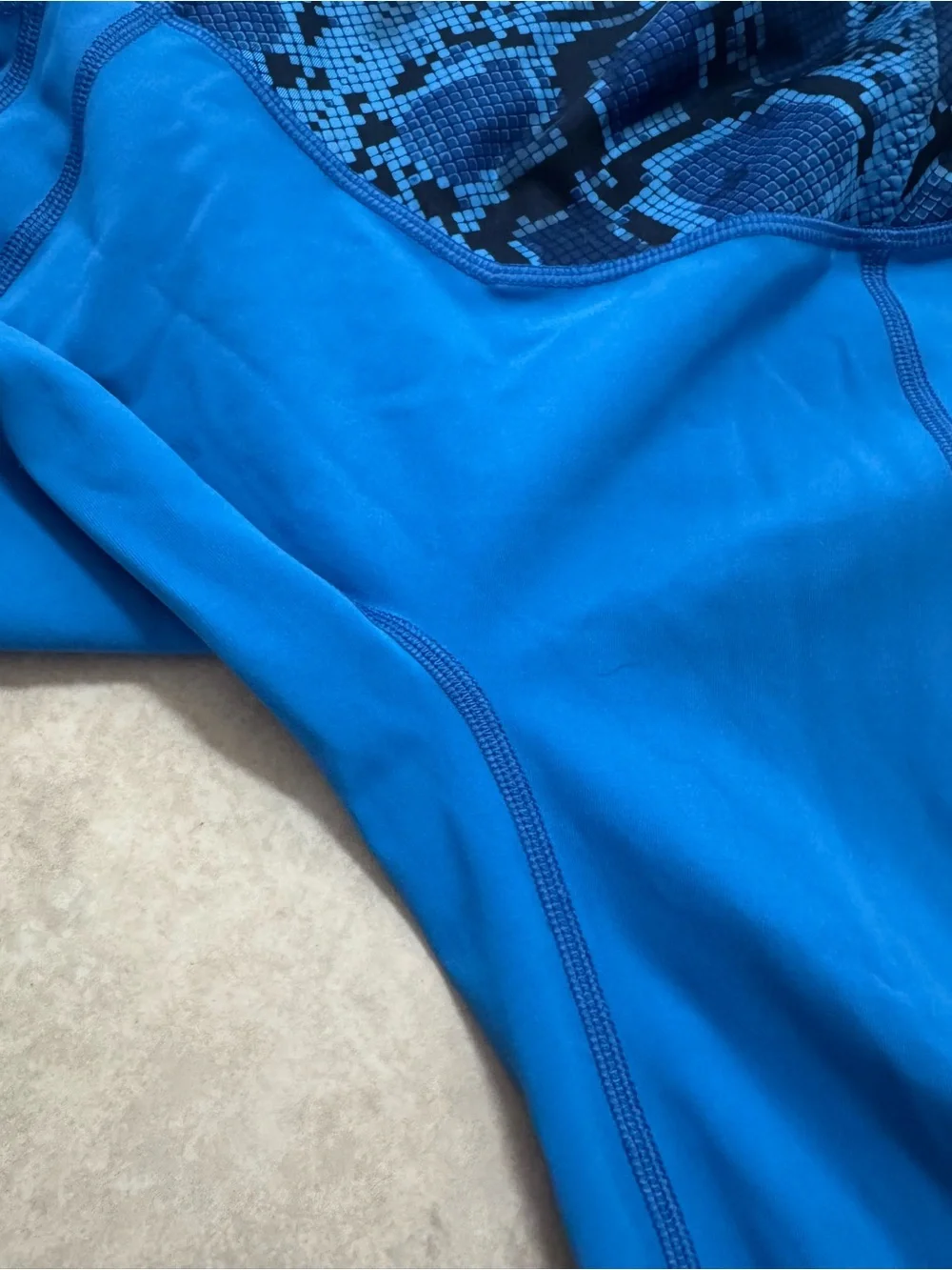 lululemon athletica Bright Blue Leggings with Snake-Print Waistband